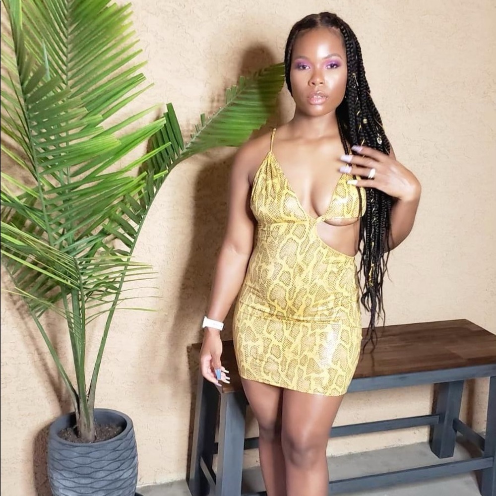 Yellow snake skin dress